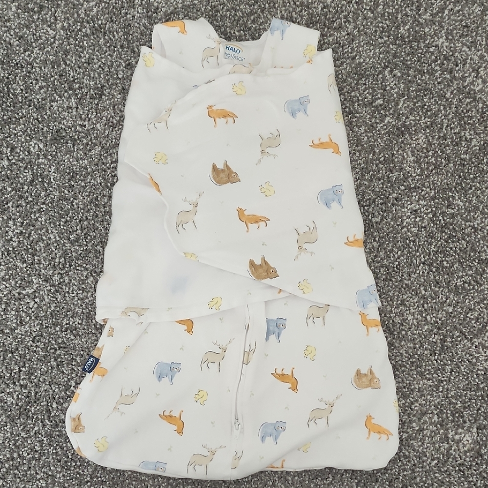 Halo Sleep Sack - White with Animal Print
